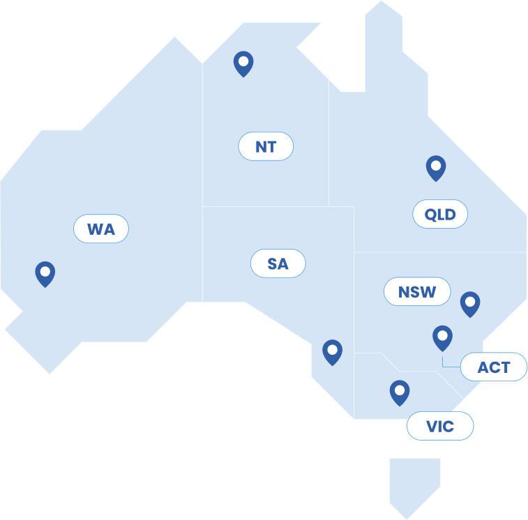 Map of CDC Australia operating locations across Australia.