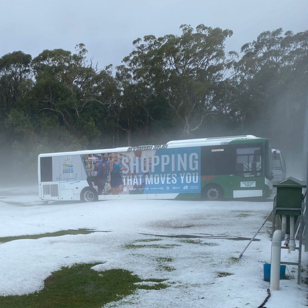 Bus Under Severe Storm
